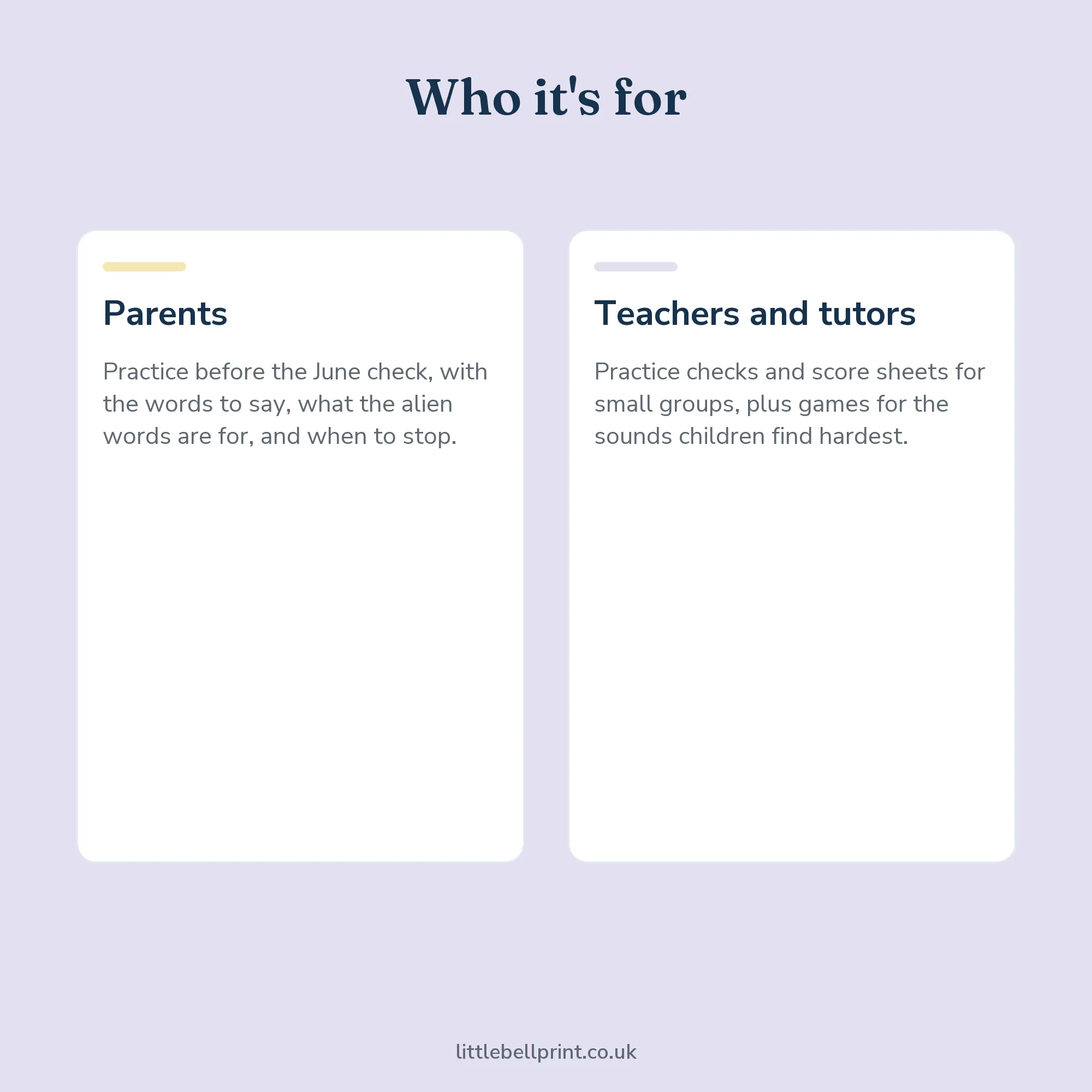 Year 1 Phonics Screening Check Practice Pack: who it's for, parents, teachers and tutors